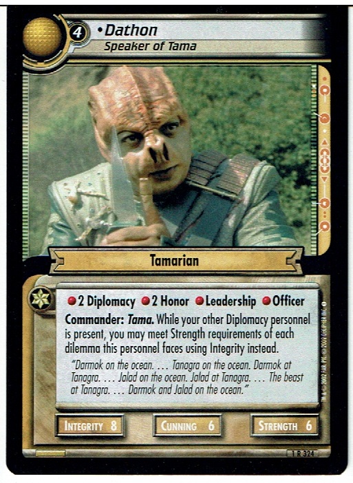 STAR TREK CCG 2E PREMIERE RARE CARD DATHON 1R324 ex