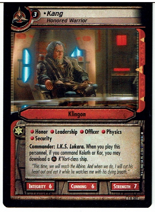 STAR TREK CCG 2E PREMIERE RARE CARD KANG 1R302 ex