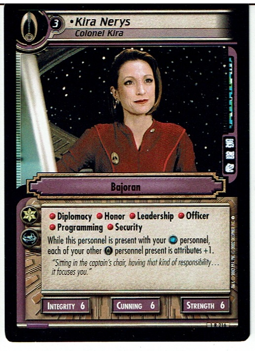 STAR TREK CCG 2E PREMIERE RARE CARD KIRA NERYS 1R216 ex