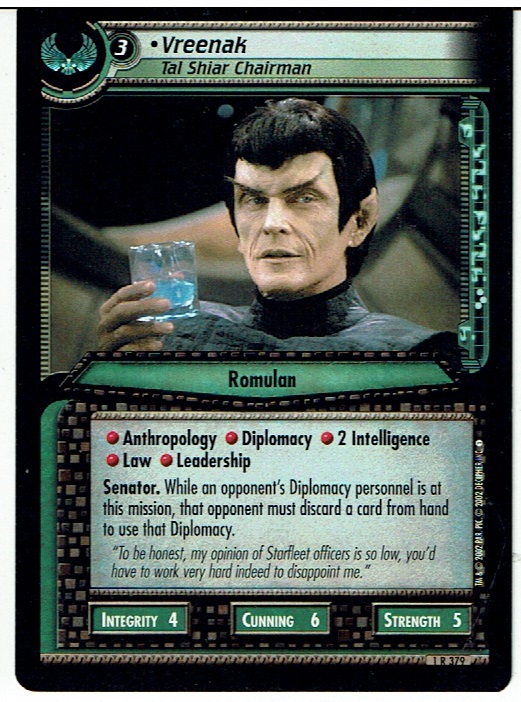 STAR TREK CCG 2E PREMIERE RARE CARD VREENAK 1R379 ex