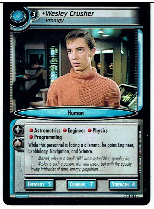 STAR TREK CCG 2E PREMIERE RARE CARD WESLEY CRUSHER 1R288 ex