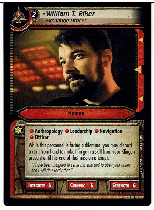 STAR TREK CCG 2E NECESSARY EVIL RARE CARD WILLIAM T. RIKER 4R155 ex
