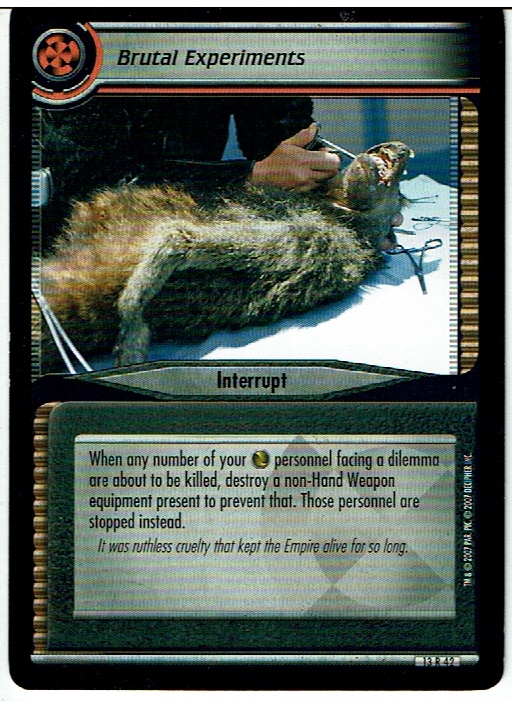STAR TREK CCG 2E IN A MIRROR DARKLY RARE CARD BRUTAL EXPERIMENTS 13R42 ex