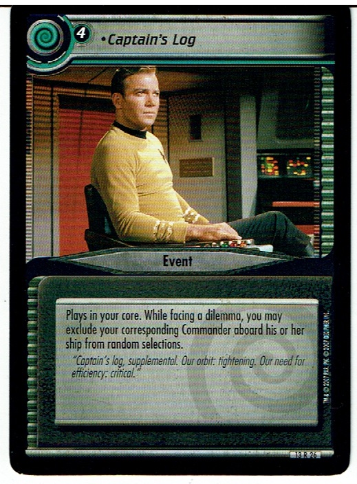 STAR TREK CCG 2E IN A MIRROR DARKLY RARE CARD CAPTAIN'S LOG 13R26 ex