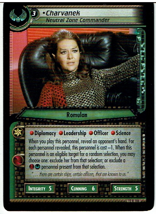 STAR TREK CCG 2E THESE ARE THE VOYAGES RARE CARD CHARVANEK 12R106 ex
