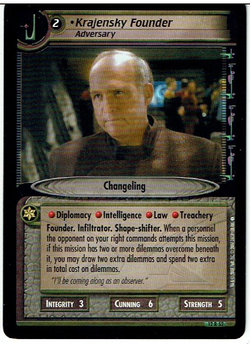 STAR TREK CCG 2E THESE ARE THE VOYAGES RARE CARD KRAJENSKY FOUNDER 12R52 ex