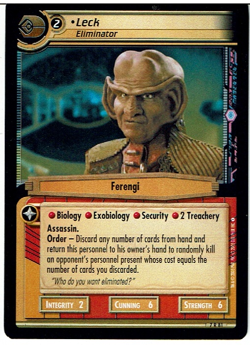 STAR TREK CCG 2E STRANGE NEW WORLDS RARE CARD LECK 7R81 ex