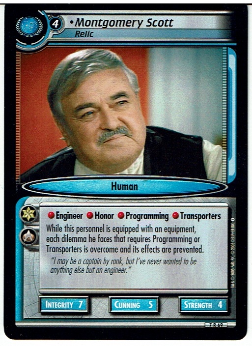STAR TREK CCG 2E STRANGE NEW WORLDS RARE CARD MONTGOMERY SCOTT 7R69 ex