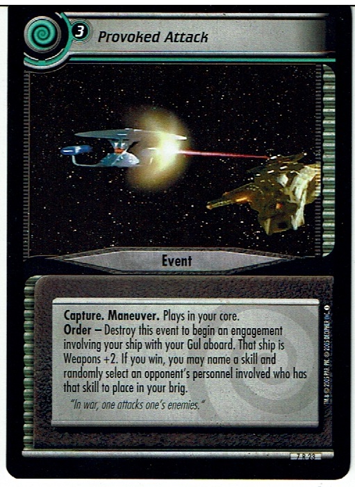 STAR TREK CCG 2E STRANGE NEW WORLDS RARE CARD PROVOKED ATTACK 7R23 ex