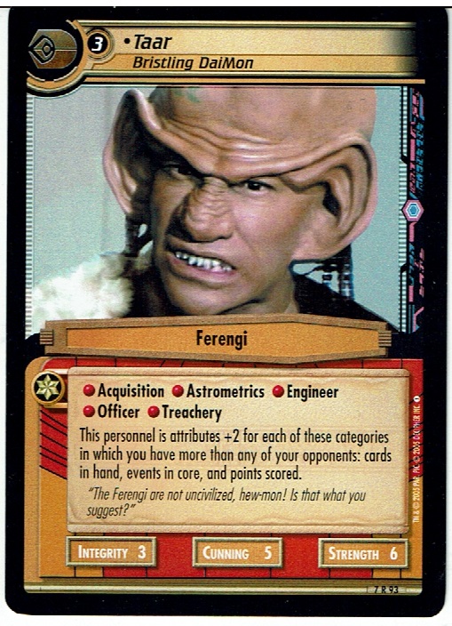 STAR TREK CCG 2E STRANGE NEW WORLDS RARE CARD TAAR 7R93 ex