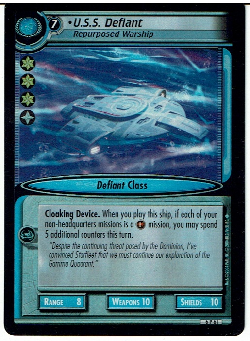 STAR TREK CCG 2E REFLECTIONS 2.0 FOIL CARD U.S.S. DEFIANT 6P61 ex