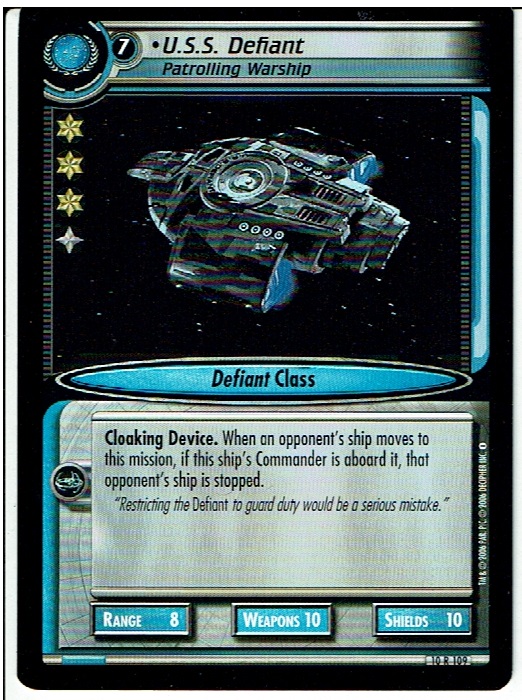 STAR TREK CCG 2E CAPTAIN'S LOG RARE CARD U.S.S. DEFIANT 10R109 ex