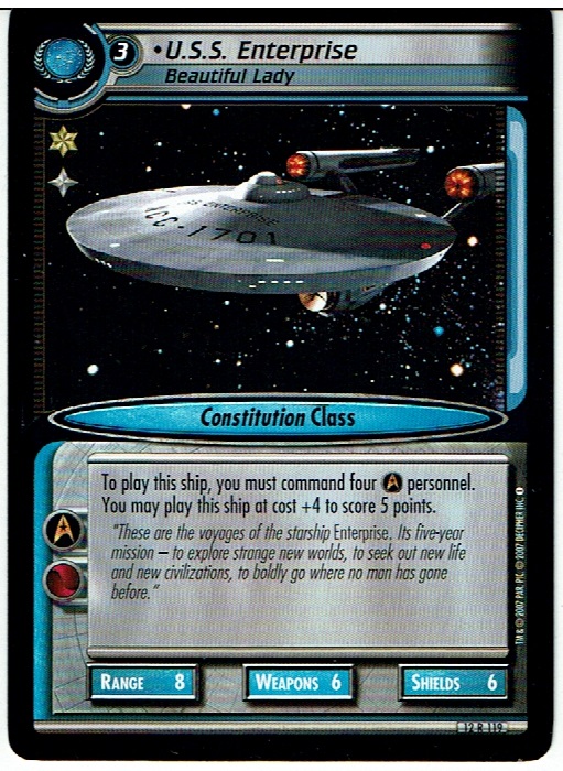 STAR TREK CCG 2E THESE ARE THE VOYAGES RARE CARD U.S.S. ENTERPRISE 12R119 ex