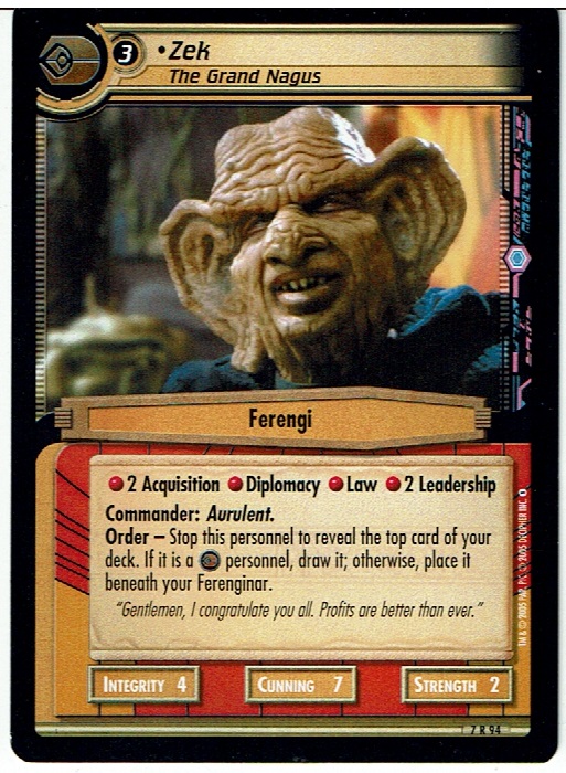 STAR TREK CCG 2E STRANGE NEW WORLDS RARE CARD ZEK 7R94 ex
