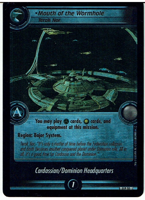 STAR TREK CCG 2E PROMO CARD 0P50 MOUTH OF THE WORMHOLE ex