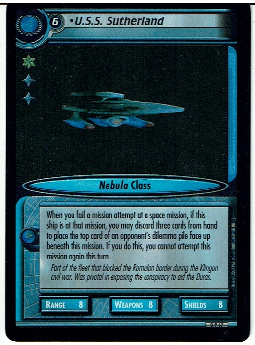 STAR TREK CCG 2E 10TH ANNIVERSARY CARD 0P67 U.S.S. SUTHERLAND ex