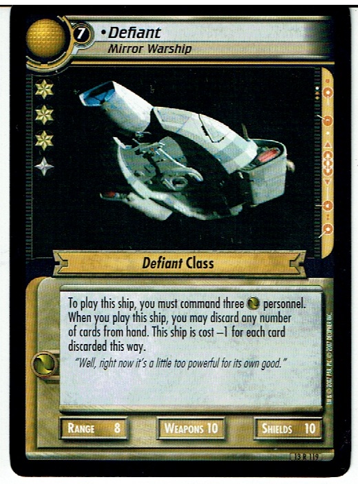 STAR TREK CCG 2E IN A MIRROR DARKLY RARE CARD DEFIANT 13R119 ex