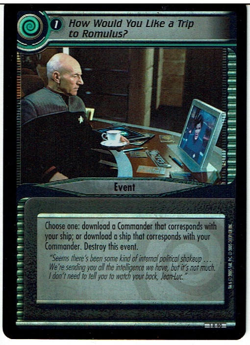 STAR TREK CCG 2E ADVERSARIES ANTHOLOGY FOIL 1R90 HOW WOULD YOU LIKE A TRIP TO ROMULUS? ex