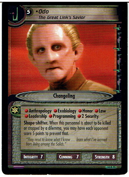STAR TREK CCG 2E WHAT YOU LEAVE BEHIND RARE CARD ODO 14R72 lp