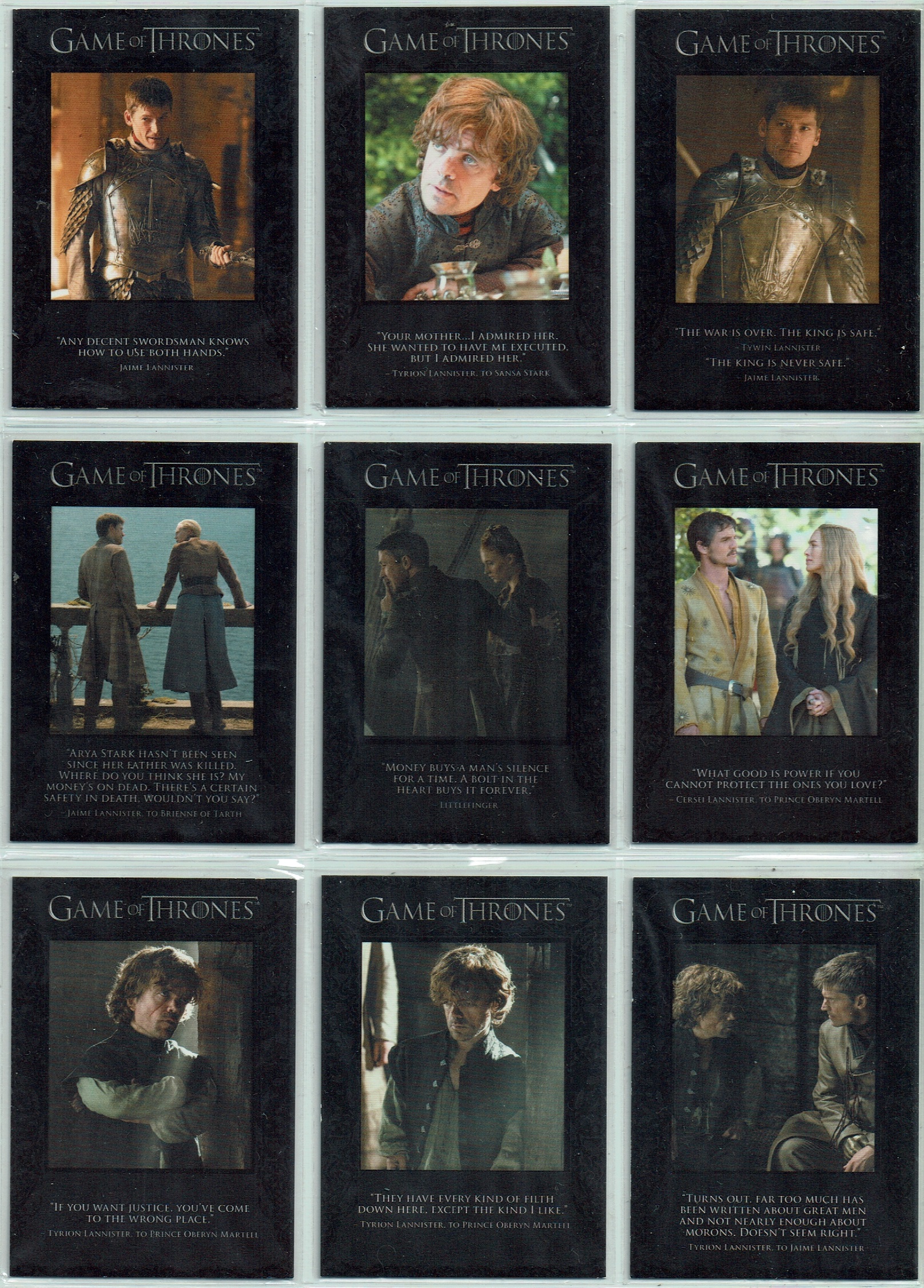 GAME OF THRONES SEASON 4 SET OF 9 QUOTABLE CARDS Q31-Q39