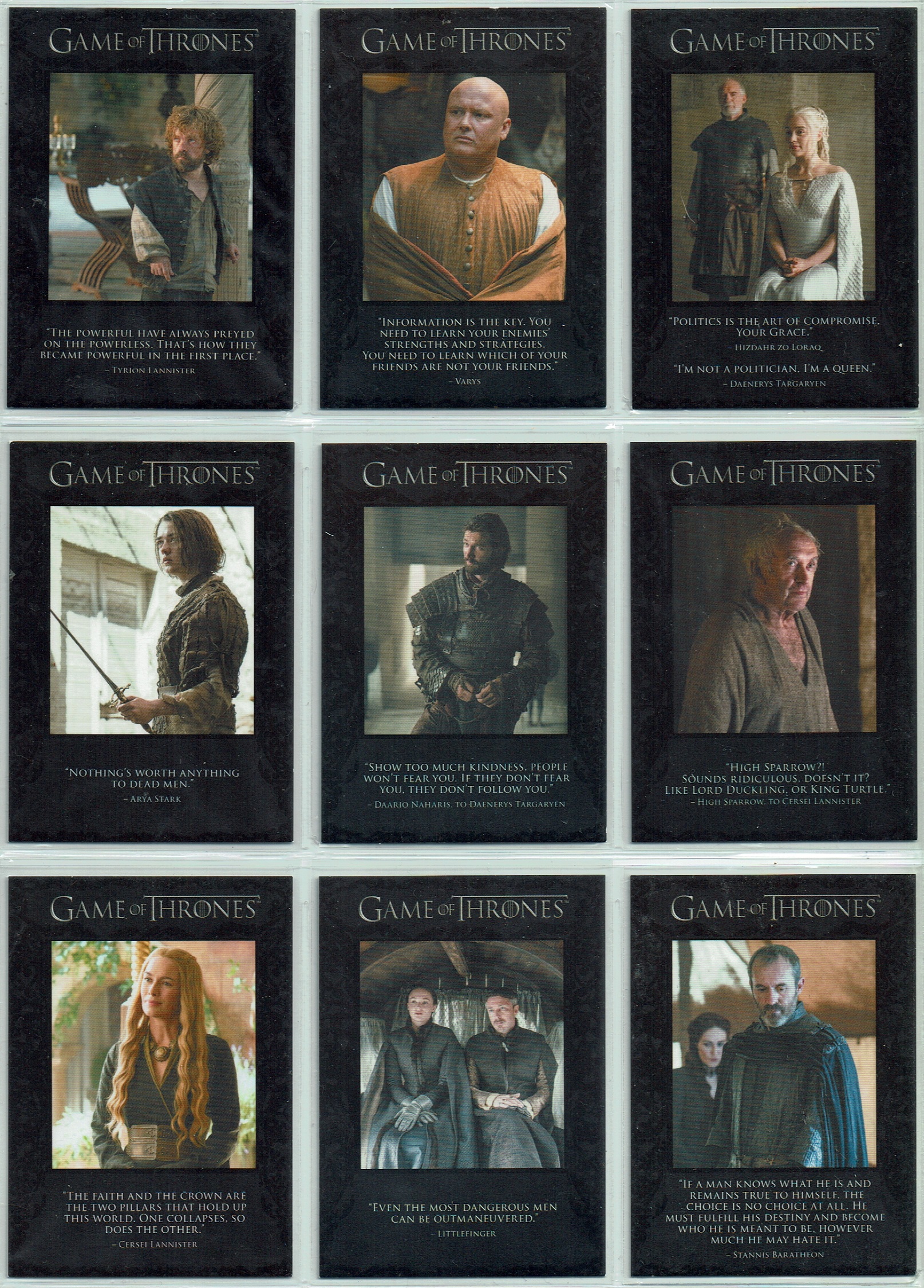 GAME OF THRONES SEASON 5 SET OF 9 QUOTABLE CARDS Q41-Q49
