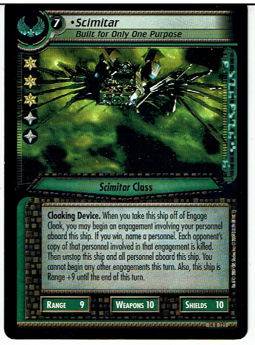 STAR TREK CCG 2E WHAT YOU LEAVE BEHIND RARE CARD SCIMITAR 14R121 ex