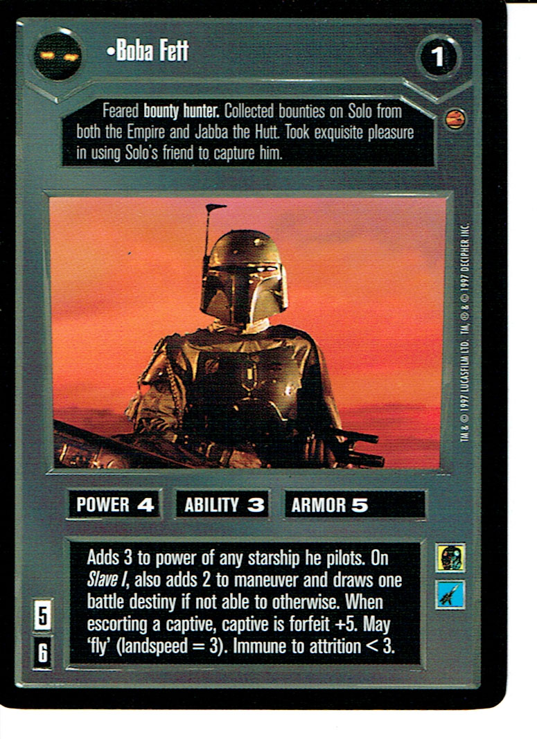 STAR WARS CCG CLOUD CITY BLACK BORDER DARK SIDE RARE BOBA FETT ex
