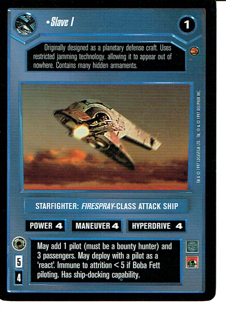 STAR WARS CCG CLOUD CITY BLACK BORDER DARK SIDE RARE SLAVE 1 ex