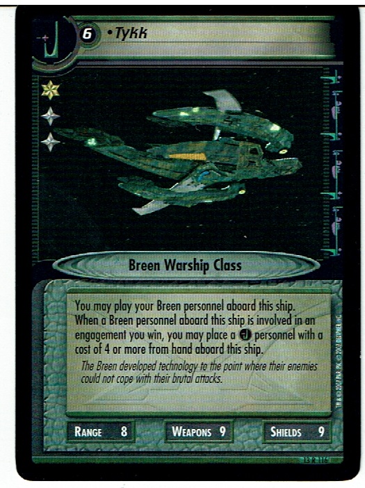 STAR TREK CCG 2E IN A MIRROR DARKLY RARE CARD TYKK 13R116 ex