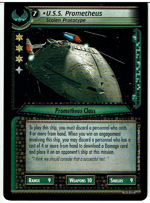 STAR TREK CCG 2E WHAT YOU LEAVE BEHIND RARE CARD U.S.S. PROMETHEUS 14R122 ex