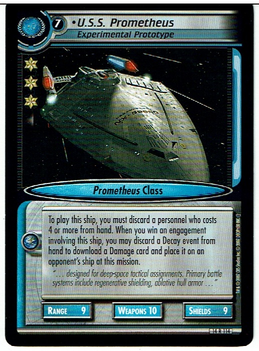 STAR TREK CCG 2E WHAT YOU LEAVE BEHIND RARE CARD U.S.S. PROMETHEUS 14R114 ex