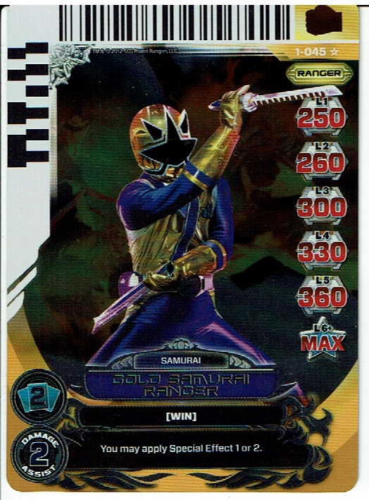 POWER RANGERS RISE OF HEROES SUPER RARE HOLOFOIL CARD 1-045 GOLD SAMURAI RANGER ex