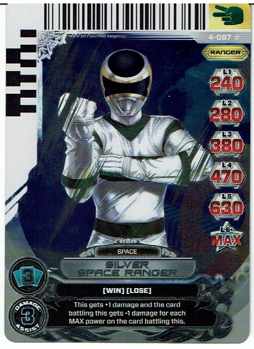POWER RANGERS LEGENDS UNITE SUPER RARE HOLOFOIL 4-087 SILVER SPACE RANGER ex