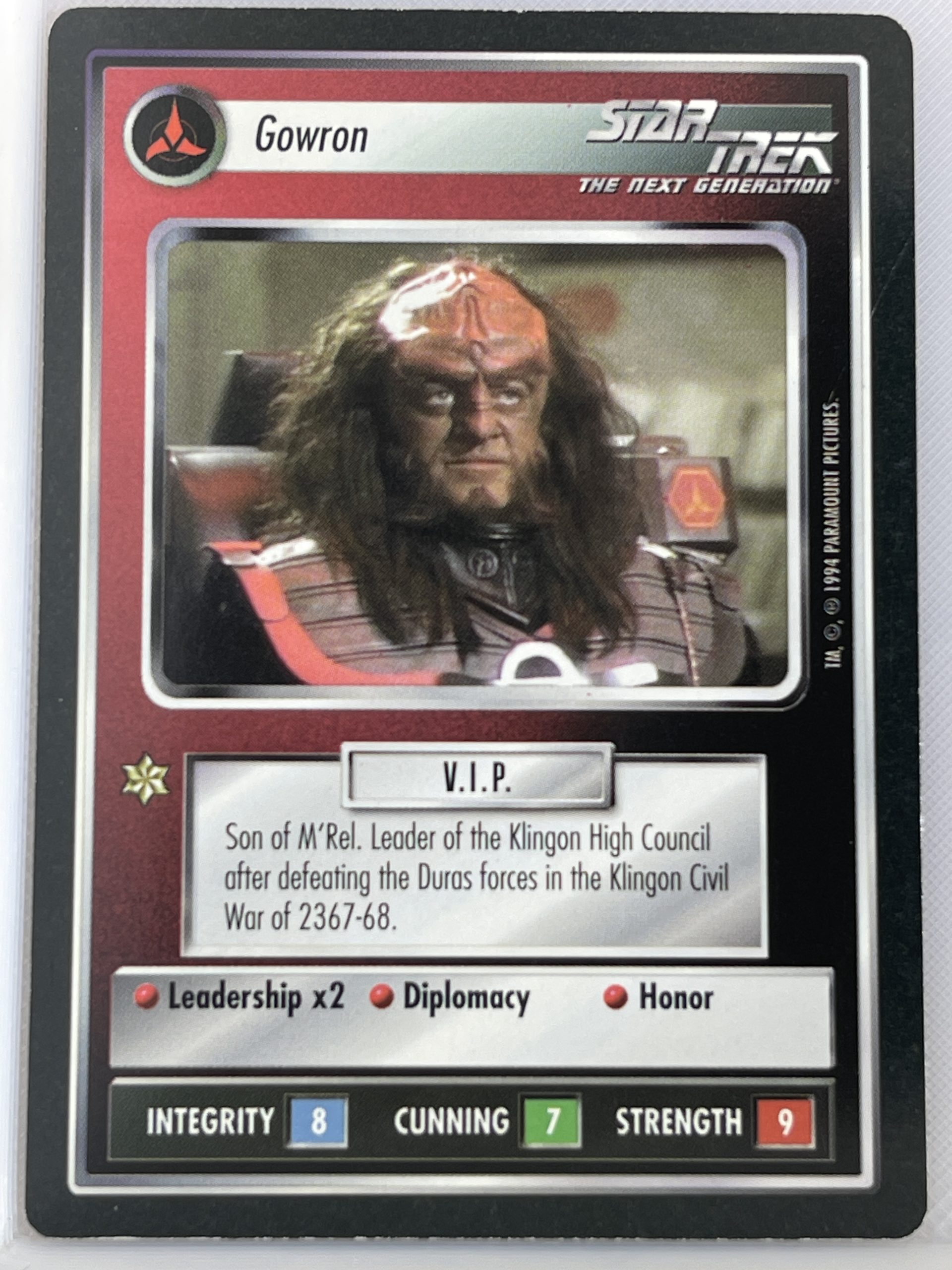 STAR TREK CCG BLACK BORDER 1994 LIMITED PREMIERE RARE GOWRON ex