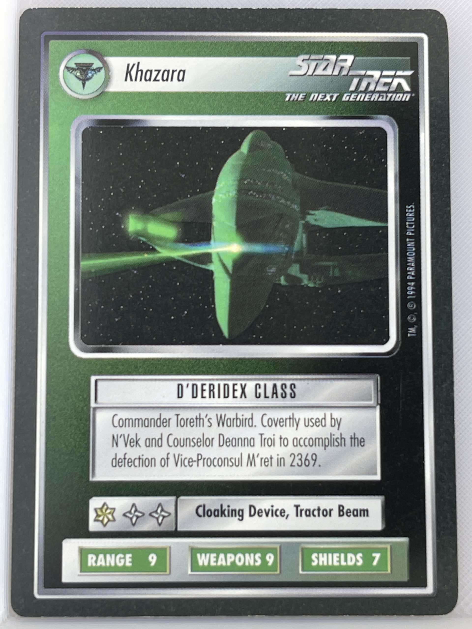 STAR TREK CCG BLACK BORDER 1994 LIMITED PREMIERE RARE KHAZARA lp