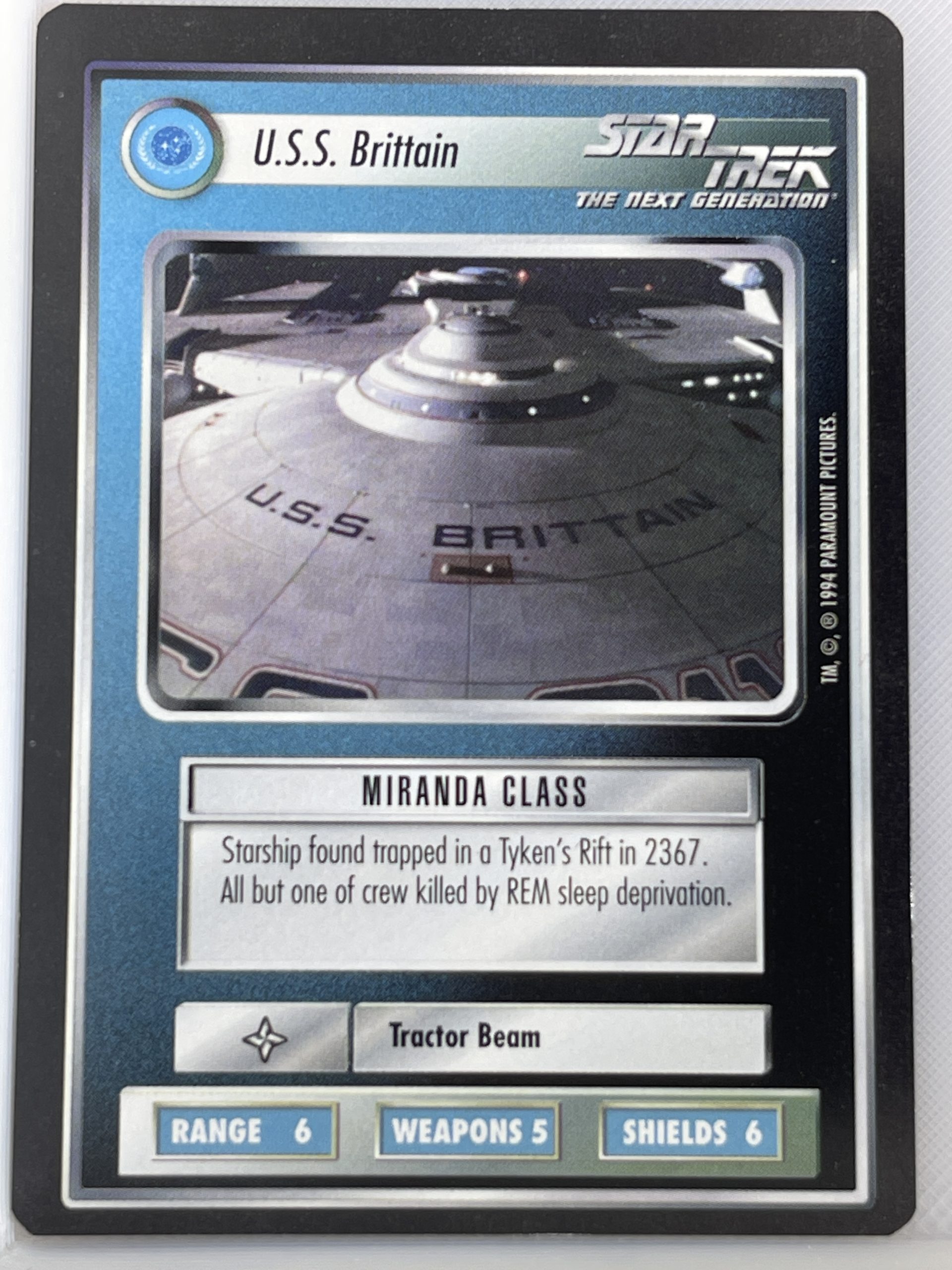 STAR TREK CCG BLACK BORDER 1994 LIMITED PREMIERE RARE U.S.S. BRITTAIN ex