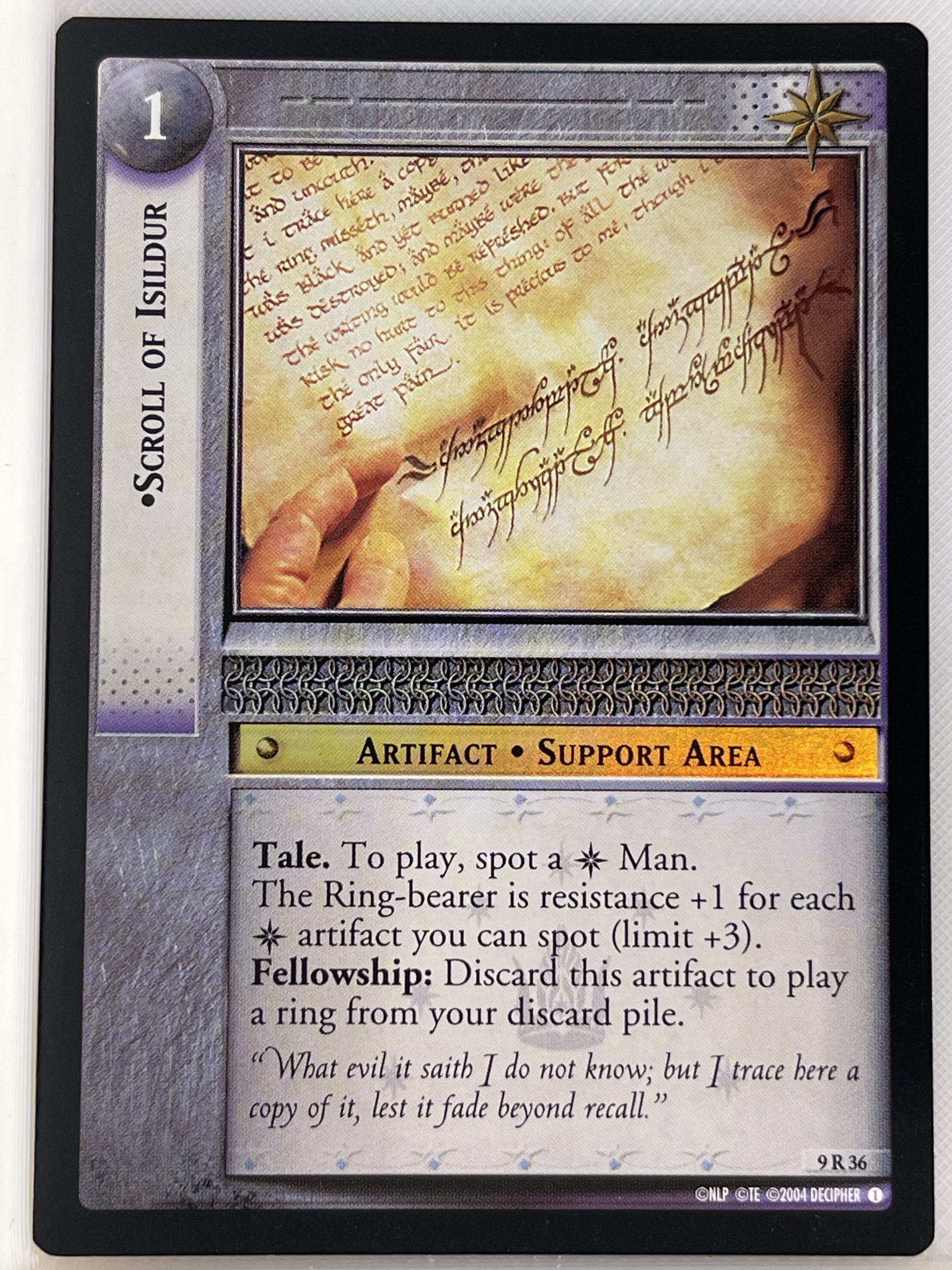LORD OF THE RINGS TCG REFLECTIONS FOIL 9R36 SCROLL OF ISILDUR ex