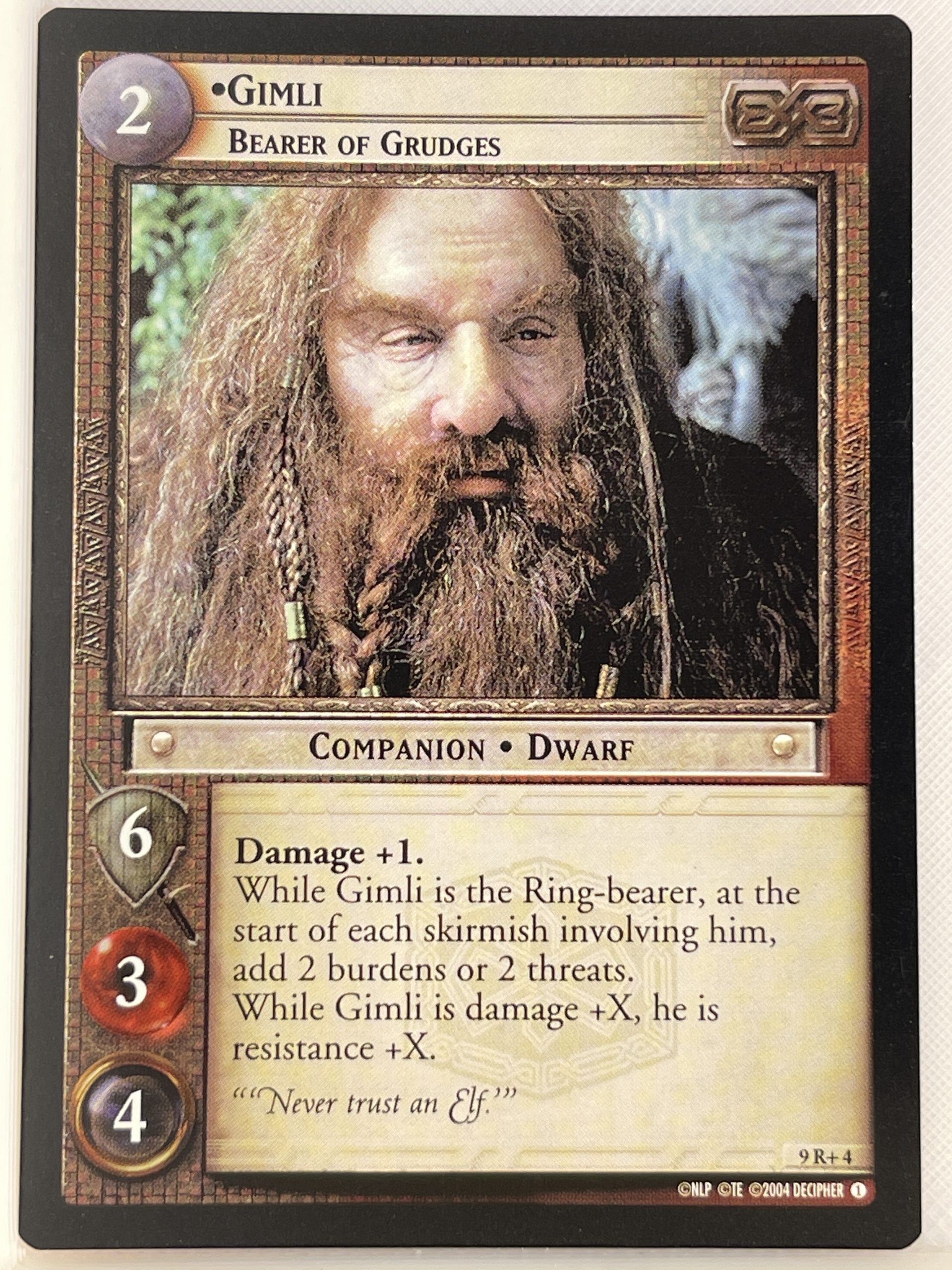 LORD OF THE RINGS TCG REFLECTIONS FOIL 9R+4 GIMLI BEARER OF GRUDGES ex