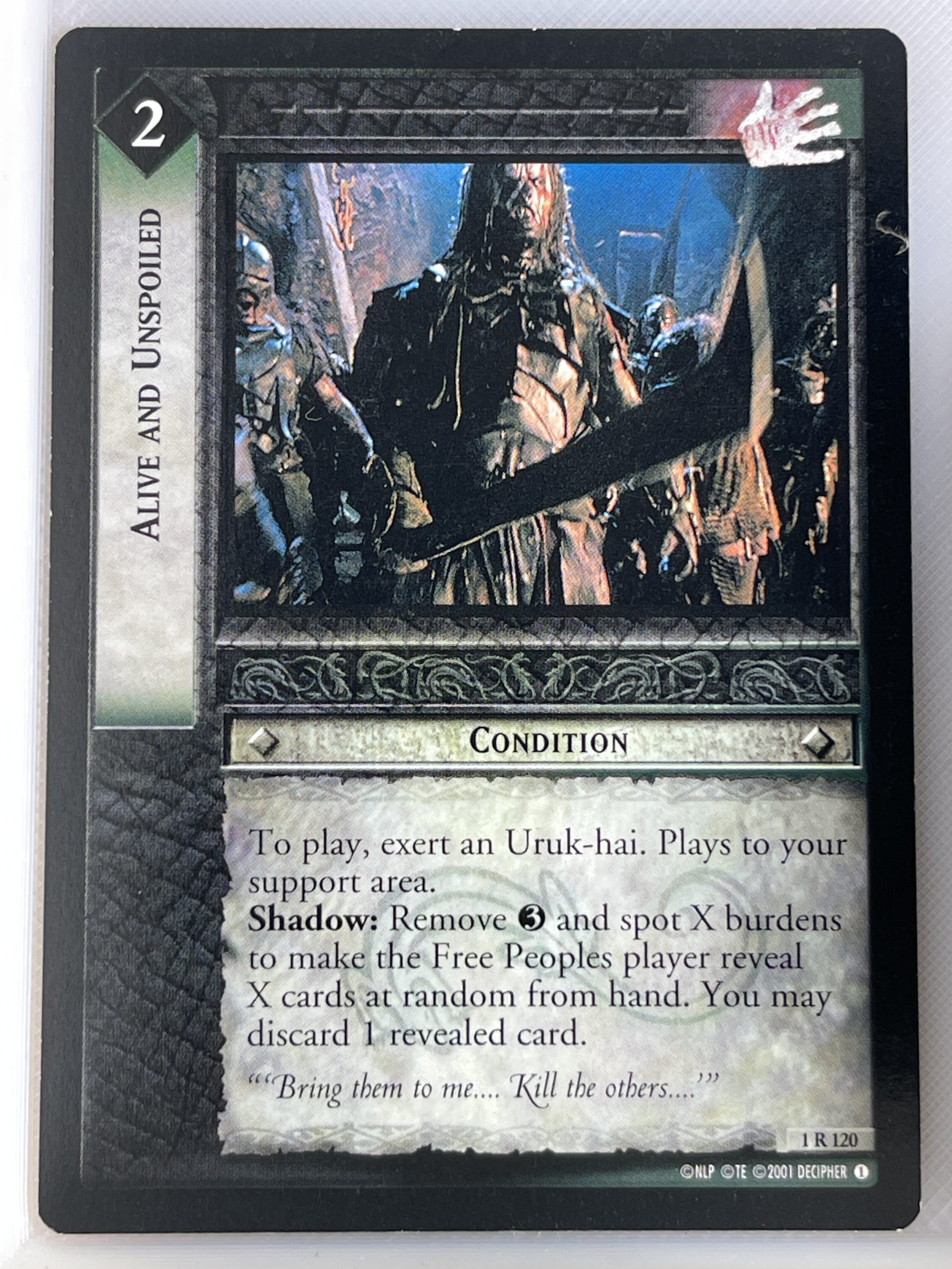 LORD OF THE RINGS TCG FELLOWSHIP 1R120 ALIVE AND UNSPOILED ex
