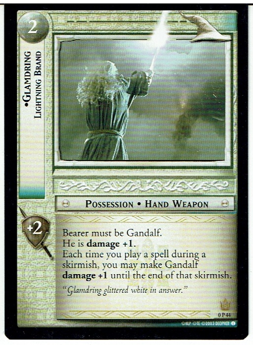 LORD OF THE RINGS TCG PROMO 0P44 GLAMDRING LIGHTNING BRAND lp