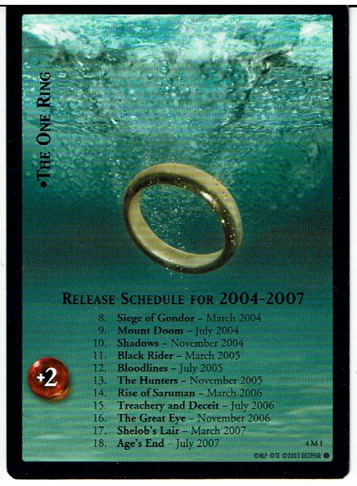 LORD OF THE RINGS TCG PROMO 4M1 THE ONE RING lp