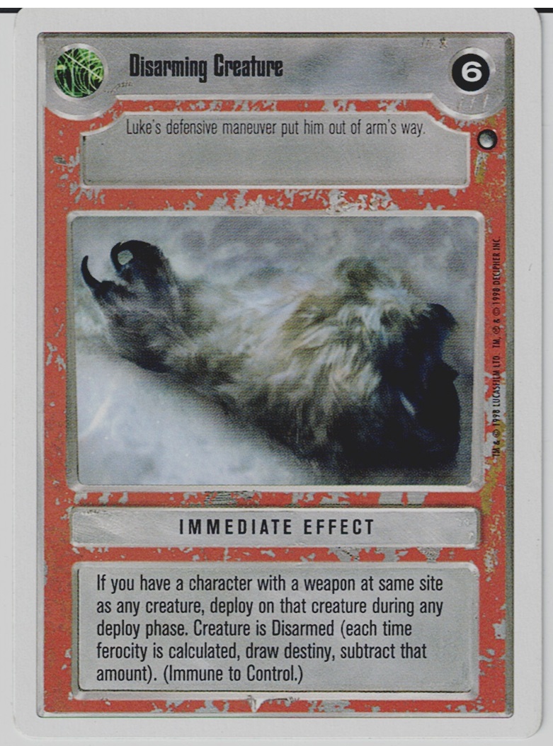 STAR WARS CCG HOTH WHITE BORDER LIGHT SIDE RARE DISARMING CREATURE ex