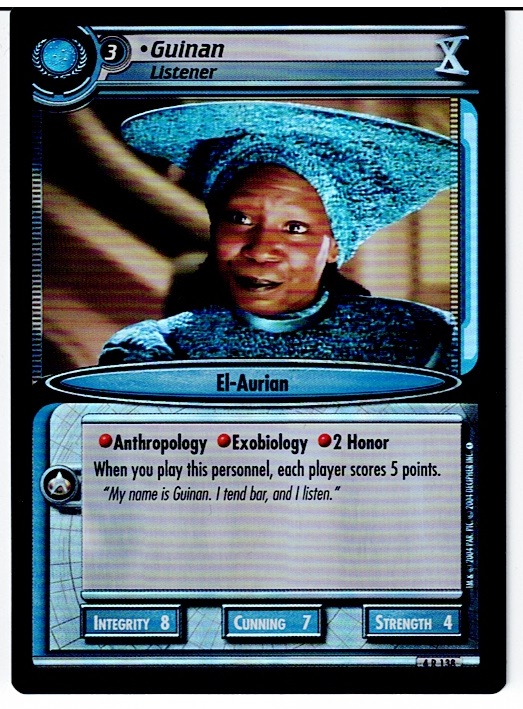 STAR TREK CCG 2E NECESSARY EVIL FOIL CARD GUINAN 4R138 ex