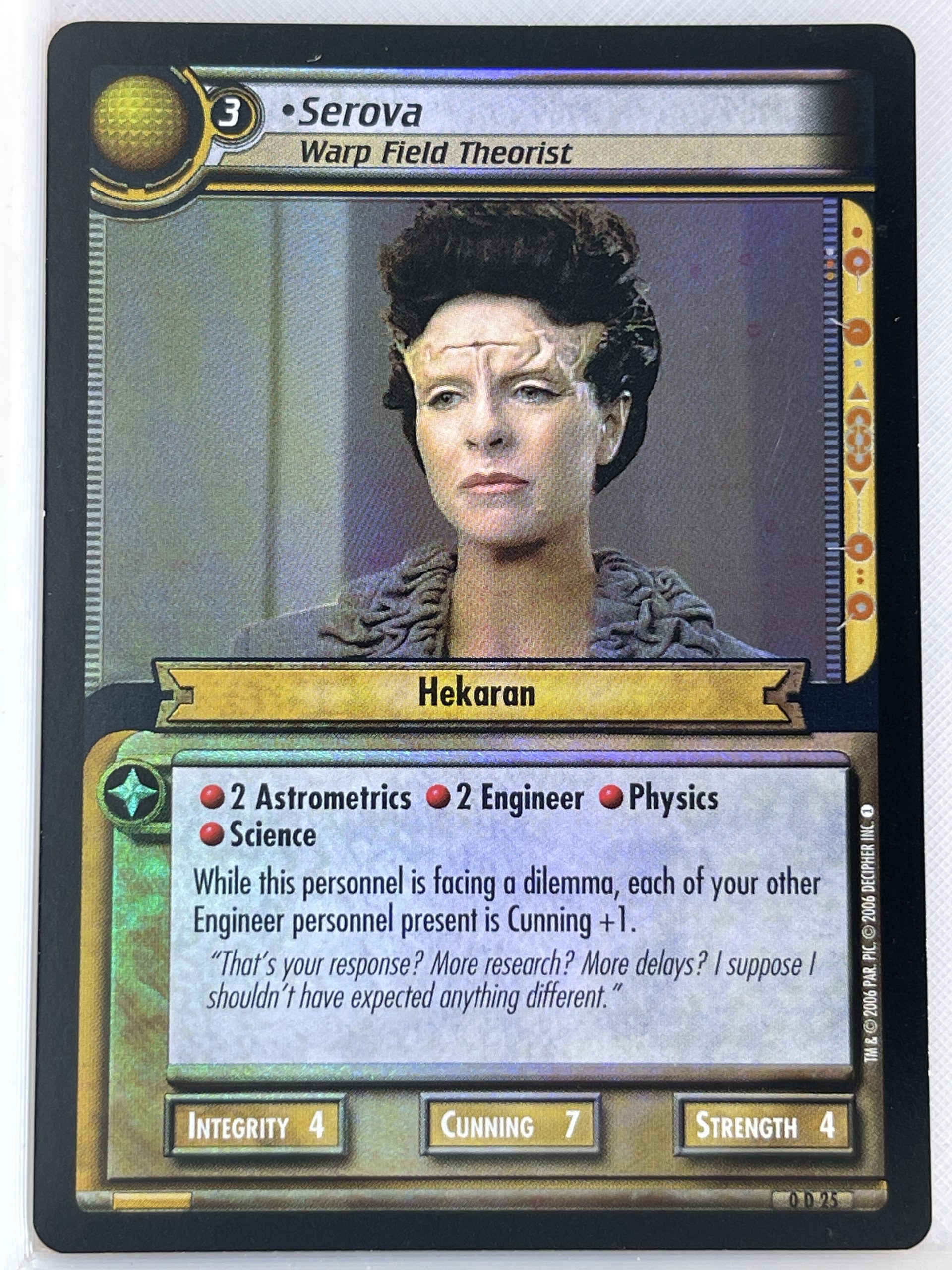 STAR TREK CCG 2E PROMO CARD 0D25 SEROVA ex