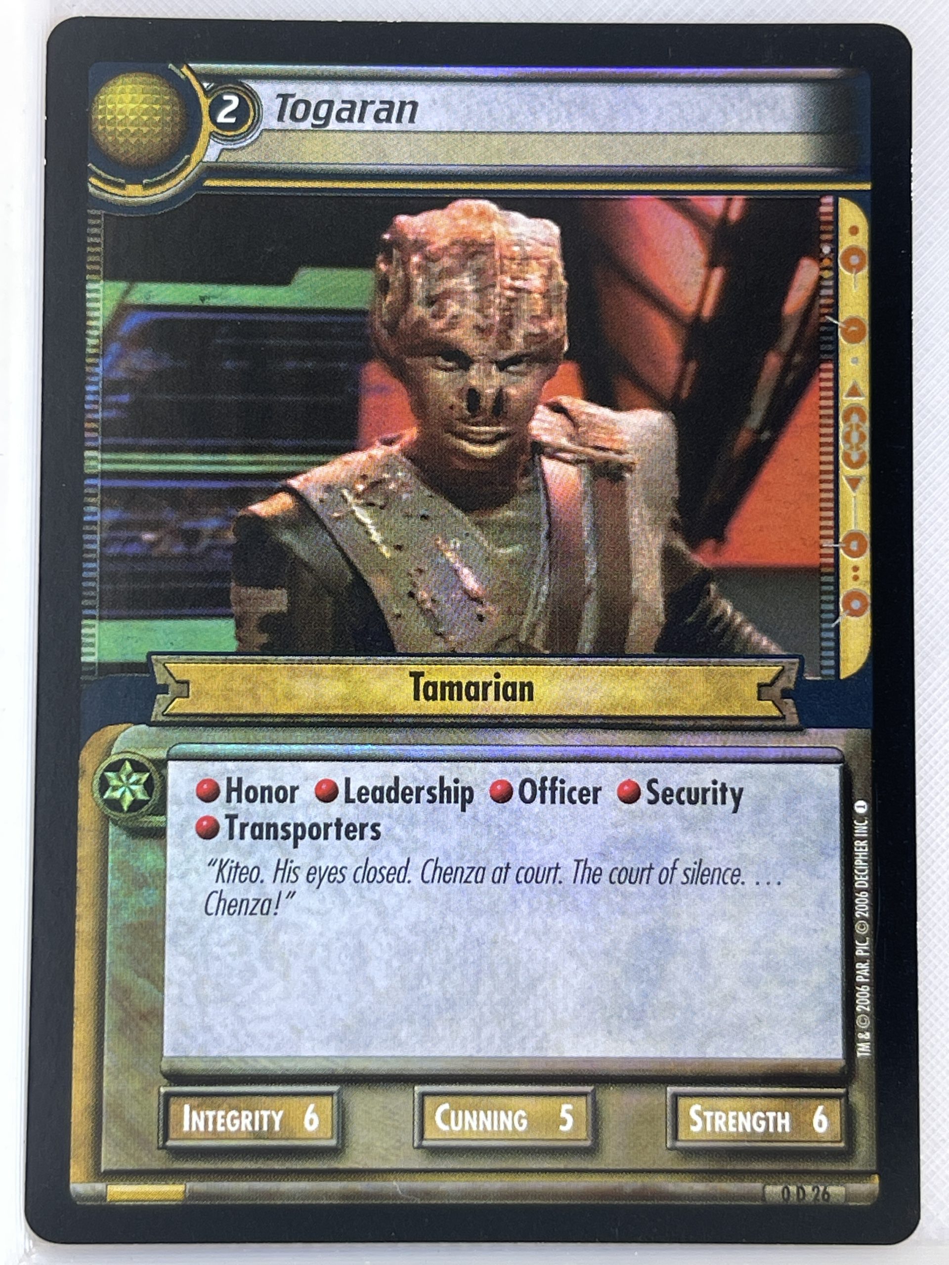 STAR TREK CCG 2E PROMO CARD 0D26 TOGARAN ex
