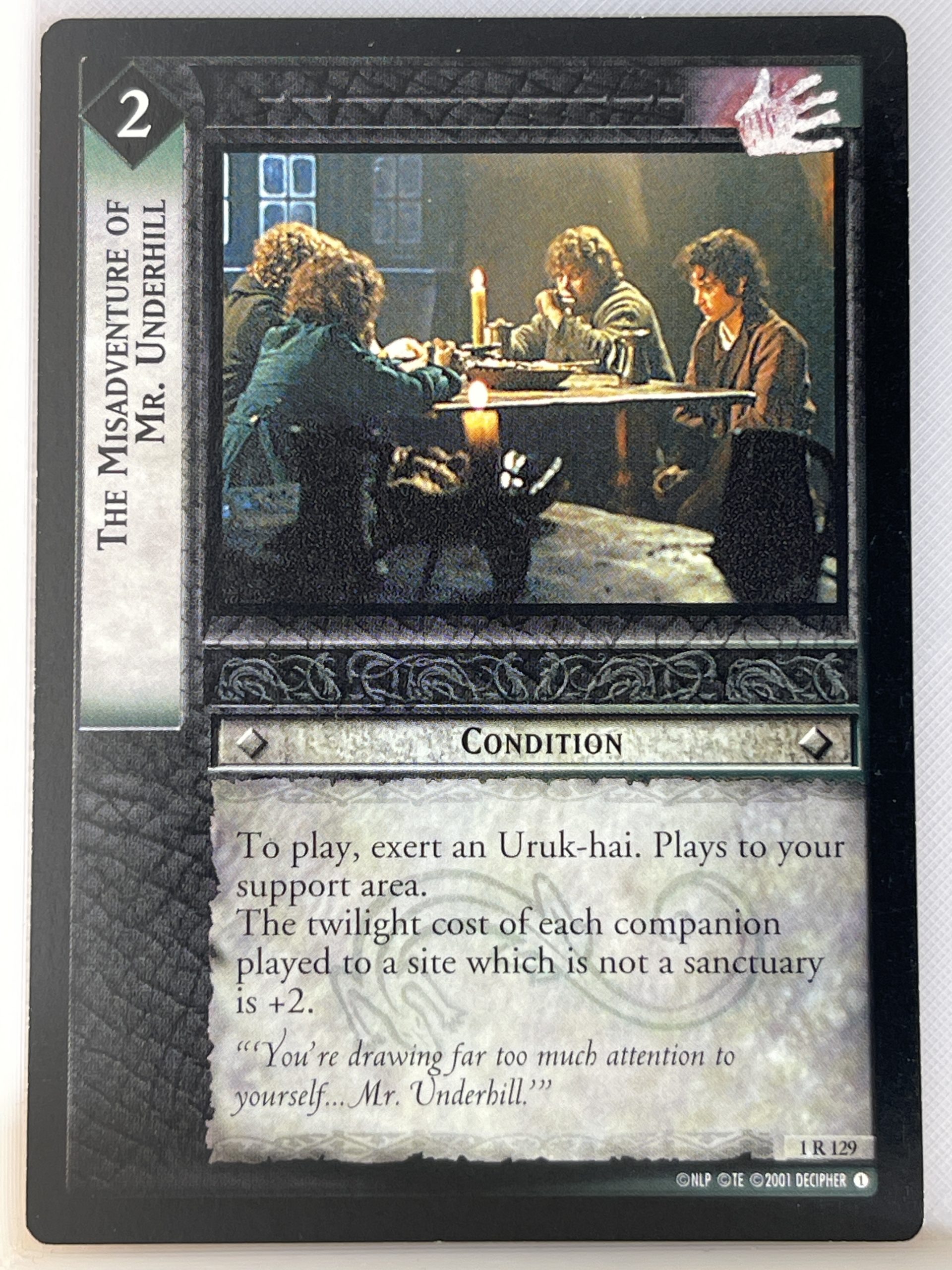 LORD OF THE RINGS TCG FELLOWSHIP 1R129 THE MISADVENTURE OF MR. UNDERHILL ex