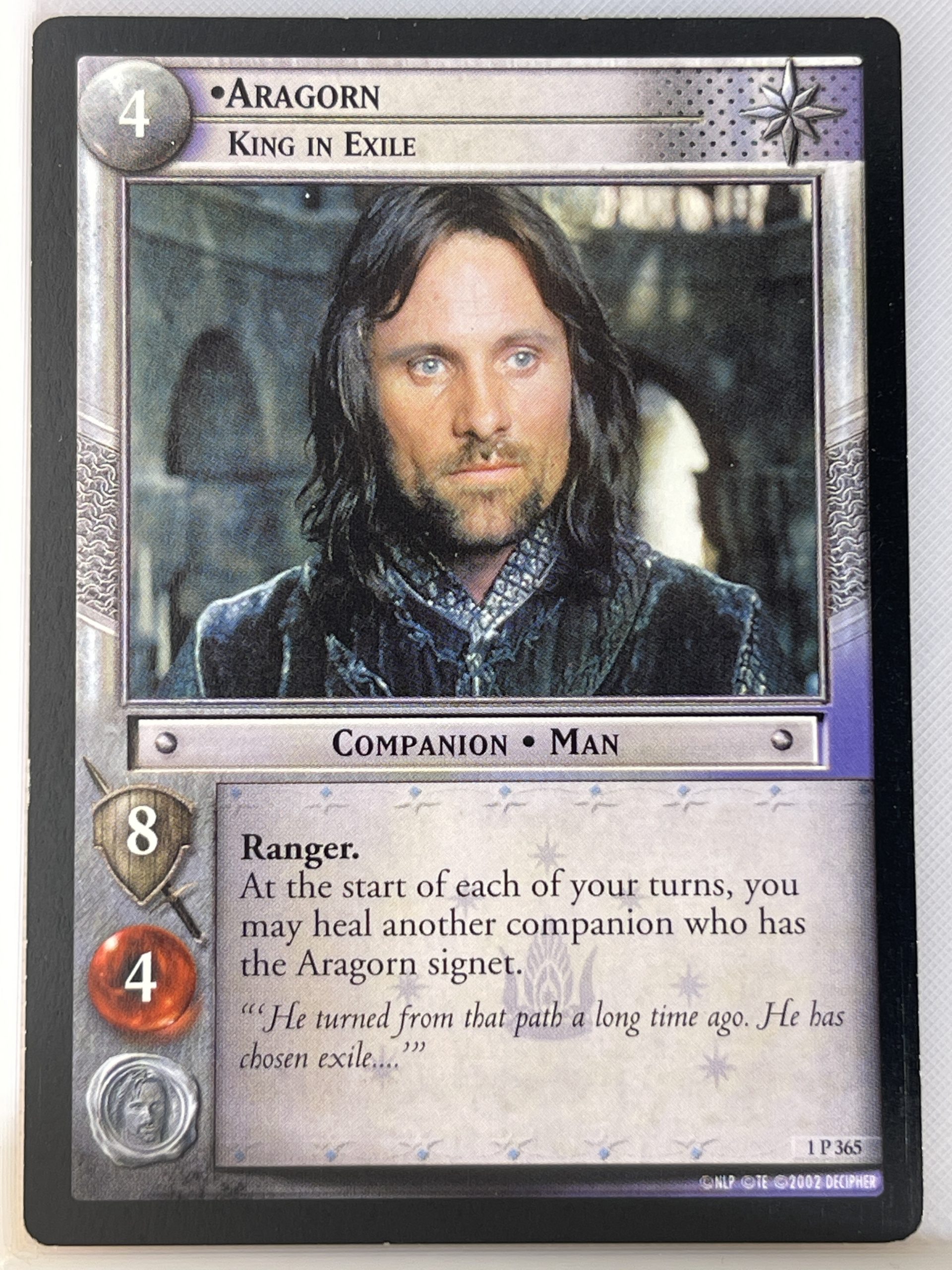 LORD OF THE RINGS TCG FELLOWSHIP 1P365 ARAGORN KING IN EXILE lp