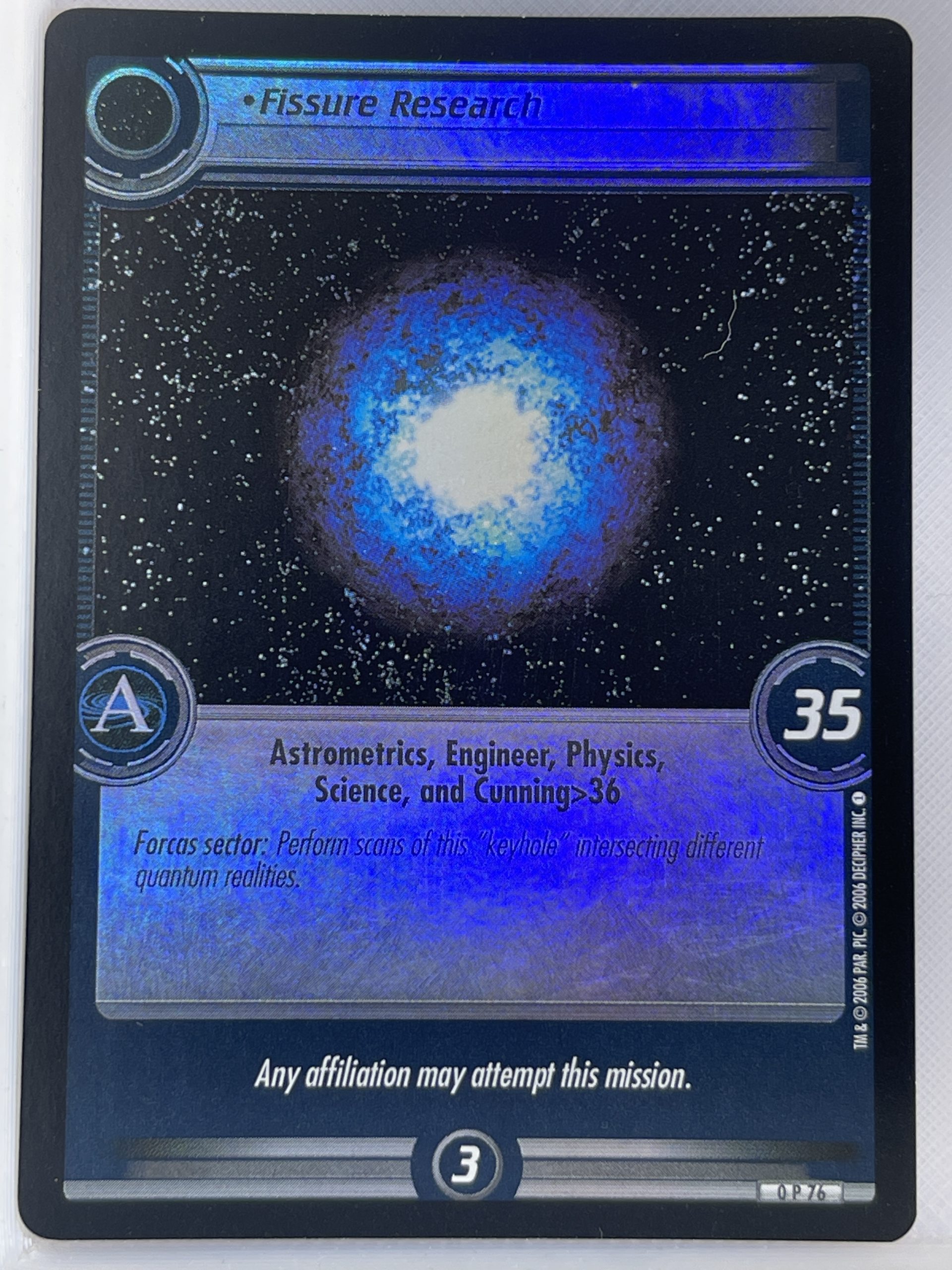 STAR TREK CCG 2E PROMO CARD 0P76 FISSURE RESEARCH ex
