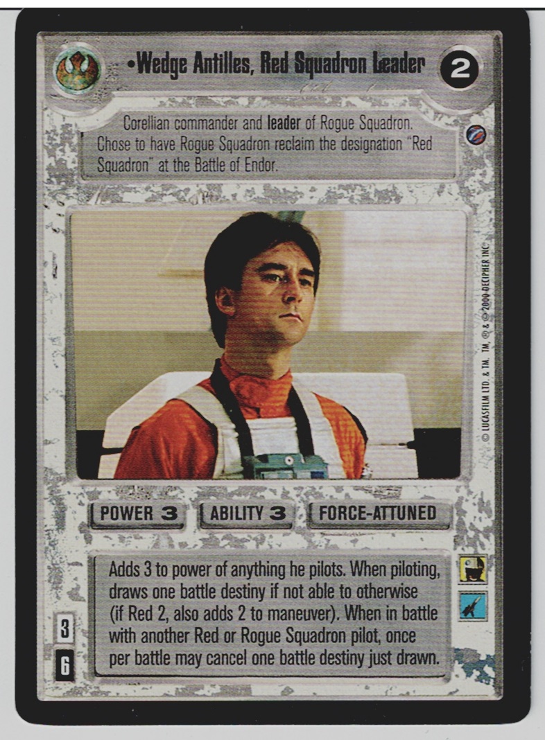 STAR WARS CCG DEATH STAR II RARE CARD WEDGE ANTILLES, RED SQUADRON LEADER ex