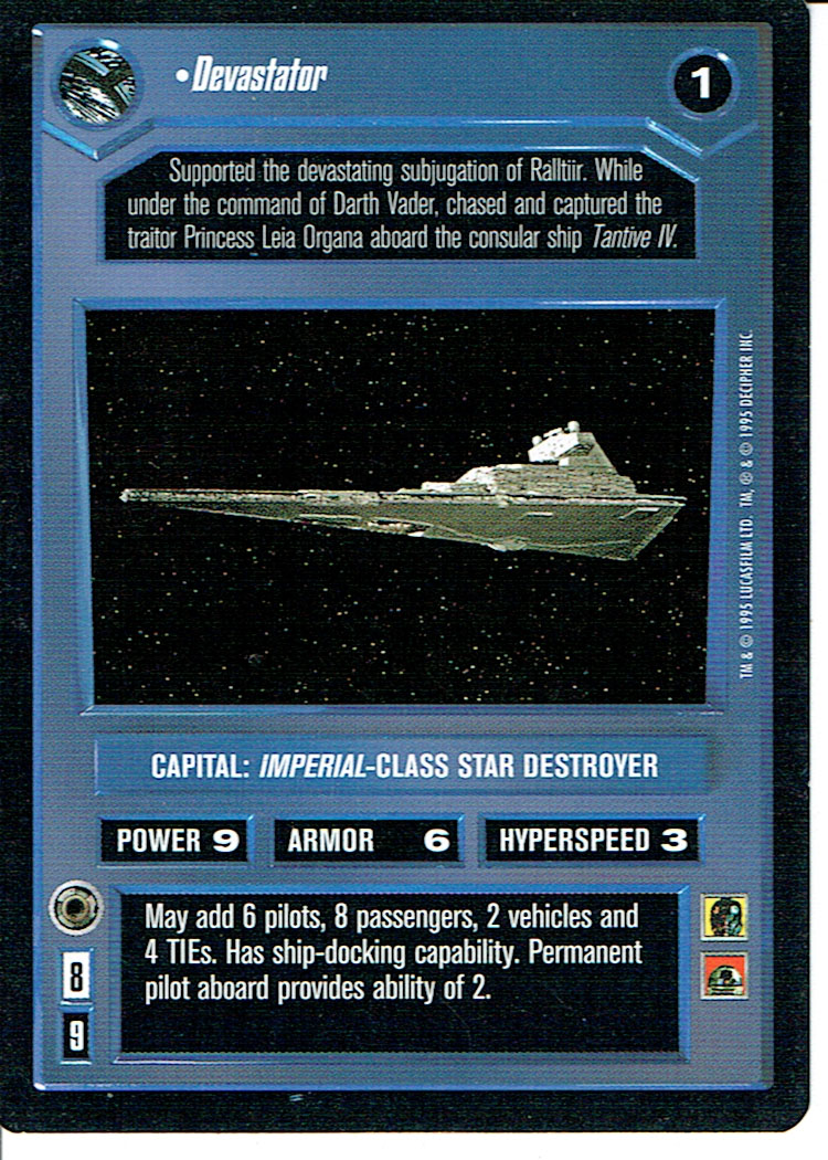 STAR WARS CCG PREMIERE BLACK BORDER RARE DEVASTATOR ex